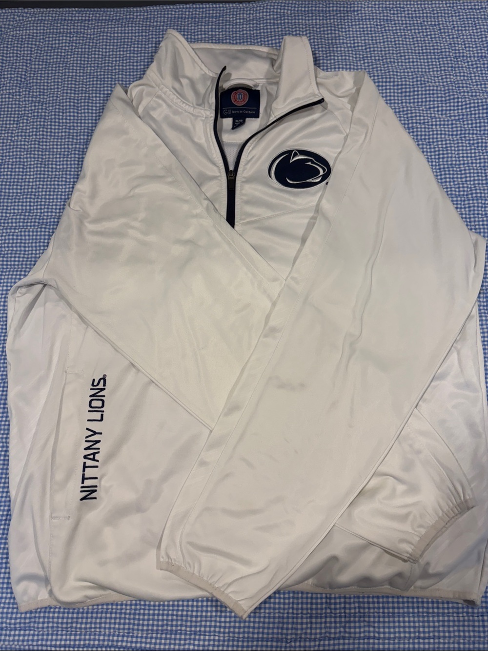Penn State Nittany Lions White 1/4 Zip Pullover Embroidered Logos